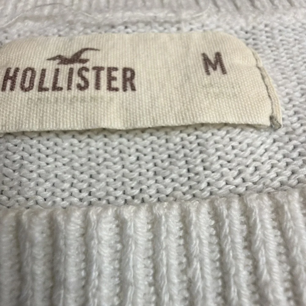 Vintage Y2K Hollister‎ Off White Boat Neck Light Weight Knit Long Sleeve Sz Med